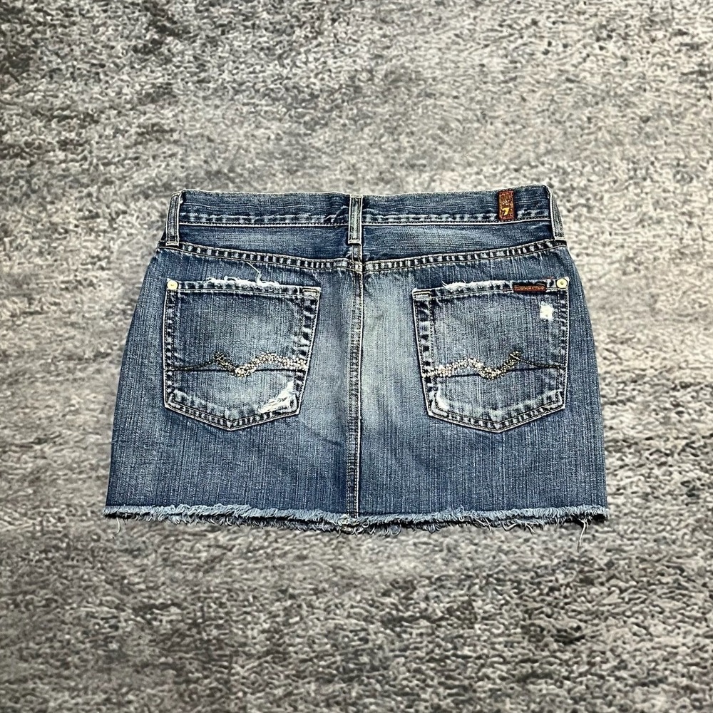 Vintage Y2K 7 For All Mankind Skirt Denim Size 9 (31") Blue Mini Micro Baddie